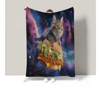 MIATCENRT Chat Hamburger Ciel Étoilé Couverture en Flanelle, Animaux Fantastiques Couverture en Polaire Moelleuse, Couvertures Polaire pour Hommes Femmes Toutes Saisons Chaude et Douce, 200x220cm
