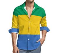 MIATCENRT Chemise Boutonnée à Manches Longues pour Homme avec Imprimé Drapeau du Gabon, Coupe Régulière Imprimé Chemise Décontractée, Chemises Luxe à Bal de Fin d'année