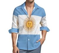 MIATCENRT Chemise Lin Homme Manches Longues Chemise Décontractée, République Argentine Chemises Hommes Business Casual Bouton Shirts Regular Fit, été Shirts de Plage Classique