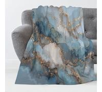 MIATCENRT Couverture Douillette en Polaire avec Imprimé Feuille d'or ; Luxe Fluide Abstrait 3D, Couverture Polaire Douce et Chaude comme Jeté de Canapé, Couvre-lit, 130x150cm Bleu-Vert