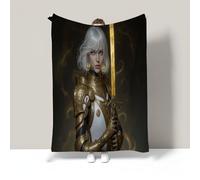 MIATCENRT Couverture en Flanelle Polaire Art Fantastique 200x220cm, Douce et Chaude Duveteuse et Douillette, Couverture à Impression Cheveux Blancs Chevalière, pour Adultes et Enfants