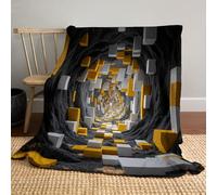 MIATCENRT Couverture en Flanelle Polaire Espaces Géométrie 200x220cm, Douce et Chaude Duveteuse et Douillette, Couverture à Impression Blocs Tunnels, pour Adultes et Enfants