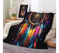 MIATCENRT Couverture Rêve, Noir Flanelle Polaire Couverture Douce, Coloré Attrape-Rêves Plaid en Peluche pour Femmes, Douillet Moelleux Printemps été Jeté de Canapé Plaid 150x200cm