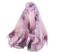 MIATCENRT Écharpe Femmes Châles Et Wraps - Lotus Imprimer Femmes Élégant Longue Écharpe En Mousseline De Soie Georgette Bandana Écharpe, Été Plage Crème Solaire Mince Hijab Foulard,Violet,50 * 160Cm