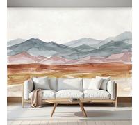 MIATCENRT Papier Peint 3D Panoramique Lignes De Montagnes Paysage À L'Aquarelle, Soie Murale Tapisserie Coloré pour Salon Chambre Restaurant Couloir TV Fond Décor Mural 350x256cm