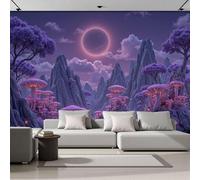 MIATCENRT Papier Peint 3D Panoramique Montagnes De Champignons Mystère Fantastique, Soie Murale Tapisserie Violet pour Salon Chambre Restaurant Couloir TV Fond Décor Mural 250x175cm