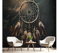 MIATCENRT Papier Peint Attrape-Rêves Mystérieux, Panoramique 3D Onirique Murale, Noir Gris Poster Tableaux Photo Muraux Utilisé Pour Salon Chambre à Coucher Maison Intérieure (450x315cm (L×H))