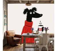 MIATCENRT Papier Peint Mural Chambre Dessins Animés Animaux Compagnie 250x175cm Geant Muraux | Pull Chien 3D Tableaux Murale Poster Photo, Salon Chambre d'enfants Mur de Fond Papier Peint Panoramique