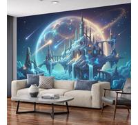 MIATCENRT Papier Peint Mural Chambre Fantaisie Paysage 200x140cm Geant Muraux | Château Planète 3D Tableaux Murale Poster Photo, Salon Chambre d'enfants Mur de Fond Papier Peint Panoramique