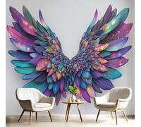 MIATCENRT Papier Peint Muraux Arc-En-Ciel Ange Ailes Rêve, 350x256cm (L×H) Papier Peint Panoramique, Tableaux Muraux Bleu-violet Tapisserie Photo, Mural pour Salon, Chambre, Fond Décor TV