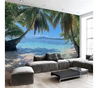 MIATCENRT Papier Peint Muraux Îles Plages Paysages Tropicaux, 308x220cm (L×H) Papier Peint Panoramique, Tableaux Muraux Azuré Tapisserie Photo, Mural pour Salon, Chambre, Fond Décor TV