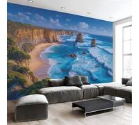 MIATCENRT Papier Peint Muraux Plages Falaises Paysages Naturels, 150x105cm (L×H) Papier Peint Panoramique, Tableaux Muraux Bleu Tapisserie Photo, Mural pour Salon, Chambre, Fond Décor TV
