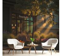 MIATCENRT Papier Peint Panoramique 3D, Crépuscule Ville Scène De Rue Paysage - Autocollant Mural pour Salon Chambre À Coucher Couloir, Moderne Espace Visuel de Réaliste Murale 250x175cm