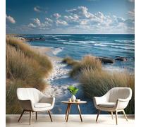 MIATCENRT Papier Peint Panoramique 3D, Littoral Dunes Paysage - Autocollant Mural pour Salon Chambre À Coucher Couloir, Moderne Espace Visuel de Mer Paysage Murale 250x175cm