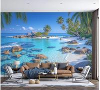 MIATCENRT Papier Peint Panoramique 3D, Plages Îles Paysage - Autocollant Mural pour Salon Chambre À Coucher Couloir, Moderne Espace Visuel de Paysages Tropicaux Murale 350x256cm