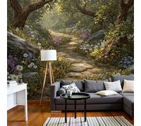 MIATCENRT Papier Peint Panoramique 3D Soie, 250x175cm Chemin De Pierres En Forêt Murale, Paysage Ensoleillé Grande Mural, pour Salon Chambre d'enfant Chambre Décoration Poster Papier Peint