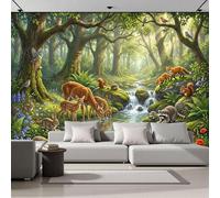 MIATCENRT Papier Peint Panoramique Animaux De La Forêt Ruisseaux Contes De Fées, 3D Mural Moderne Papier Peint en Soie Poster XXL, Salon Chambre Mur de Fond Décoration Murale 450x315cm