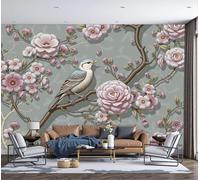 MIATCENRT Papier Peint Panoramique Art 3D Branches D'Arbre Oiseaux Fleurs 400x280cm Soie Fresque Murale - Décoration Murale Moderne - Pour Salon Chambre Restaurant Étude Murales
