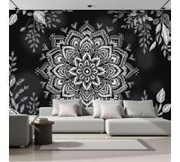MIATCENRT Papier Peint Panoramique Bohème 3D, Papier Peint Muraux Photo Motif Datura Fleurs Noir et blanc, Murale Salon Tissu de Soie, Décoration Murale Chambre, 400x280cm (L×H)