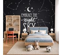 MIATCENRT Papier Peint Panoramique Ciel Étoilé Minimaliste Thème Mural | Papier Peint XXL Mots Des Constellations, Trompe l'oeil Murale 3D Art, Décoration Muraux Salon Chambre 300x210cm