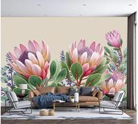 MIATCENRT Papier Peint Panoramique De La Plante King Protea, Papier Peint Illustration Du Feuillage, Fresque Murale Soie, Décoration Muraux Pour Salon, Chambre, Bureau - 350x256cm (non adhésif)