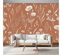 MIATCENRT Papier Peint Panoramique Dessin À La Main Soie, 300x210cm Papier Peint 3D Prairie De Fleurs Sauvages Fresque Murale, Décoration Parfaite pour Chambre Salon Enfant Grande Poster Mural