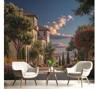 MIATCENRT Papier Peint Panoramique Europe Places 200x140cm Poster Murale, 3D Architectures Paysages Tapisserie Photo Peinture Murale, Papier Peint Soie Fresque pour Salon Chambre Toile Fond TV