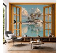 MIATCENRT Papier Peint Panoramique Fenêtre Paysages De Plages Mural