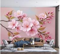 MIATCENRT Papier Peint Panoramique Fleurs Du Japon Branche De Cerisier En Fleurs Murales Poster pour Salon, Adulte Chambre Décoration 250x175cm Personnalisable Papier Peint Soie Décoration Murale