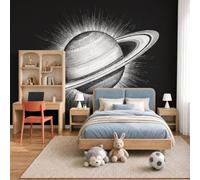 MIATCENRT Papier Peint Panoramique L'Art De La Gravure Thème Mural | Papier Peint XXL Anneaux De Saturne, Trompe l'oeil Murale 3D Art, Décoration Muraux Salon Chambre 200x140cm
