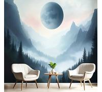 MIATCENRT Papier Peint Panoramique Mystérieux Paysage, 308x220cm (L×H) Revêtement Murale Décoration pour Chambre Salon, Design Montagnes Forêt Cendre Papier Peint Tapisserie Poster Murale