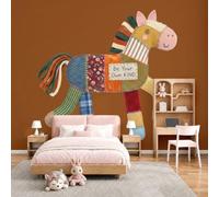 MIATCENRT Papier Peint Panoramique Patchwork Mon Petit Poney 200x140cm, Papier Peint Mignon Rétro Grande Fresque Murale pour Salon Chambre d’Enfant et Bureau - Décoration Muraux