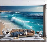 MIATCENRT Papier Peint Panoramique Paysage De Plage Côte Avec Des Vagues, 3D Mural Moderne Papier Peint en Soie Poster XXL, Salon Chambre Mur de Fond Décoration Murale 200x140cm
