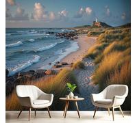 MIATCENRT Papier Peint Panoramique Paysage, Murale 3D Personnalisé Décor à la Maison Dunes Plages Phares Paysages, Papier Peint Soie Decoration Mural Chambre Salon, 250x175cm