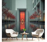 MIATCENRT Papier Peint Panoramique Paysage, Murale 3D Personnalisé Décor à la Maison Miroir Ville Architecture Paysage, Papier Peint Soie Decoration Mural Chambre Salon, 250x175cm