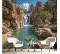 MIATCENRT Papier Peint Panoramique Paysage, Murale 3D Personnalisé Décor à la Maison Rochers Cascades Géographie Paysage, Papier Peint Soie Decoration Mural Chambre Salon, 400x280cm