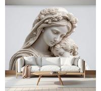 MIATCENRT Papier Peint Panoramique Secours, Murales Mère Enfant Jésus 3D 350x256cm (L×H) Photo Murale, Papiers Peints Tissu de Soie Décoration Muraux Salon Chambre