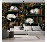 MIATCENRT Papier Peint Soie Panoramique Animal Sur Une Étagère, 300x210cm, 3D Poster Geant Muraux Non Auto-Adhésif Déco, Illustration De Chaton, pour Salon Chambre Restaurant Décoration Murale
