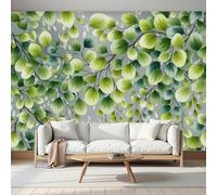 MIATCENRT Papier Peint Soie Panoramique Suspendu Feuilles Vert, 200x140cm (L×H) 3D Poster Geant Murale Personnalisé Plante, pour Salon Chambre Restaurant Décoration Muraux