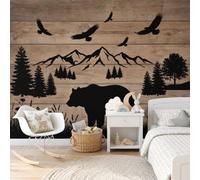 MIATCENRT Papier Peint Tissu en Soie Silhouettes D'Animaux 300x210cm