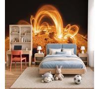 MIATCENRT Papier Peint Tissu en Soie Surface Du Soleil 250x175cm | Murale Papier Peint Panoramique Éruption Solaire, Décoration Fresque Pour Salon, Chambre, Bureau, (non Adhésif)