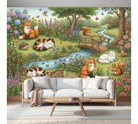 MIATCENRT Papier Peints Geant Panoramique Petits Animaux De Jardin, Personnalisé Thème Conte De Fées Tableaux Photo Muraux Pour Salon Chambre D'Enfant Décoration Murale,(250x175cm)