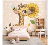 MIATCENRT Papier Peints Geant Panoramique Tournesol Girafe, Personnalisé Thème Dessin Animé Tableaux Photo Muraux Pour Salon Chambre D'Enfant Décoration Murale,(400x280cm)