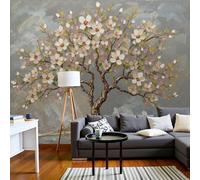 MIATCENRT Papier Peints Panoramique Soie Arbre Fleurs Roses 350x256cm - Geant Mural Personnalisé Effet 3D - Thème Peinture L'Huile Abstraite Pour Salon et Chambre à Coucher Décoration Murale