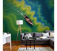 MIATCENRT Papier Peints Panoramique Soie Petits Bateaux Surface L'Eau 300x210cm - Geant Mural Personnalisé Effet 3D - Thème Photographie Abstraite Pour Salon et Chambre à Coucher Décoration Murale