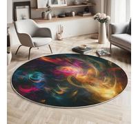 MIATCENRT Rond Tapis Antidérapant, Spin Lumière Chaise Dordinateur Moquette, Surréalisme Rouge Bleu Salon Anti Slip Tapis de Sol Grand pour Couloir, Chambre, Cuisine, Table, 100cm