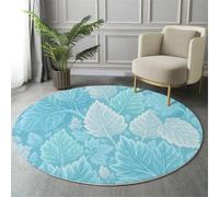MIATCENRT Rond Tapis pour Enfants Chambre, Fraîcheur des Feuilles De La Plante Texture, Lavable Antidérapant, Salon Doux Pelucheux intérieur Sol Décoration Maison Tapis (Bleu Clair, 100cm)