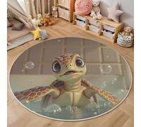 MIATCENRT Rond Tapis Salon Lavable, Chambre Pile Courte Enfant Tortue De Baignoire Mignon Rampant pour Bébé, Grand Doux Petite Intérieur Tapis de Jeu pour Bébé (Brun Clair, 80cm)