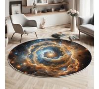MIATCENRT Science-Fiction Univers Tapis Rond Lavable en Machine 100cm, Tapis Imprimé Spirale Nébuleuse Antidérapant à Poils Courts pour Salon, Chambre d'enfant, Décoration de Chambre, Jaune Vif