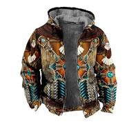 MIATCENRT Sweat À Capuche en Polaire Épaisse pour Homme - Sweat À Capuche Zippé d'hiver Aigle Indien Tribal Amérindien Imprimé 3D Parka Manteau Extérieur Chaud Vestes D'Extérieur Sweat-Shirts, comme